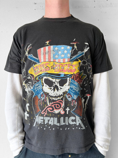 90’s Metallica x Guns and Roses AOP 1992 Band Shirt - L