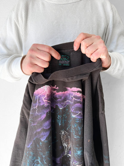 90’s Wolf Lightning Nature Art AOP Shirt - XL