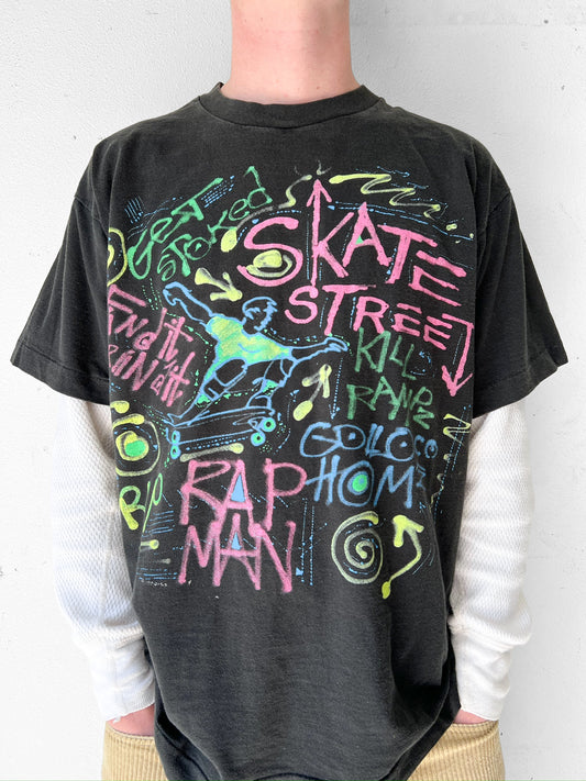 Skate Street Graphiti Black Shirt - XL
