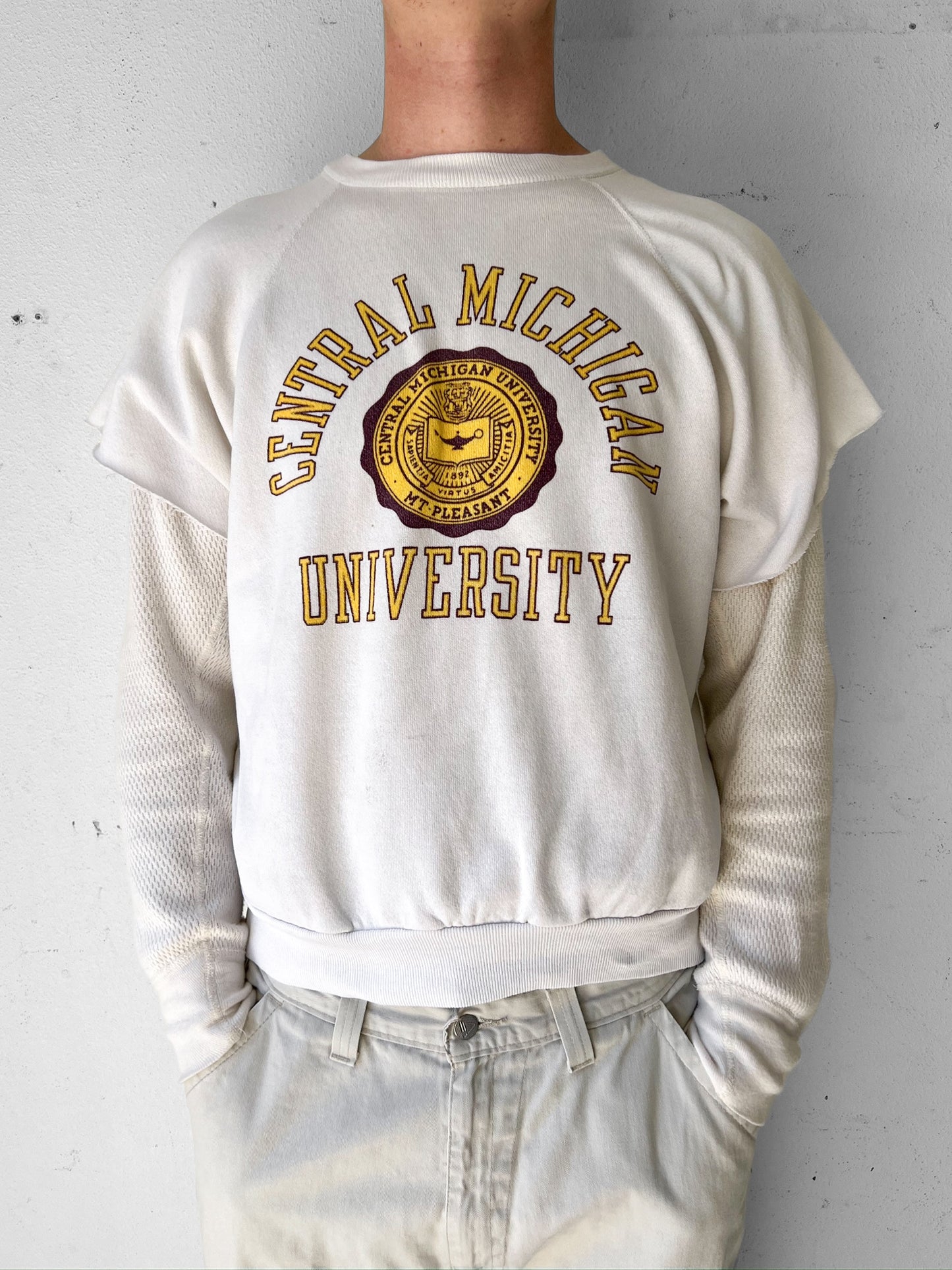 70's Central Michigan University Cutoff Crewneck Sweat - S