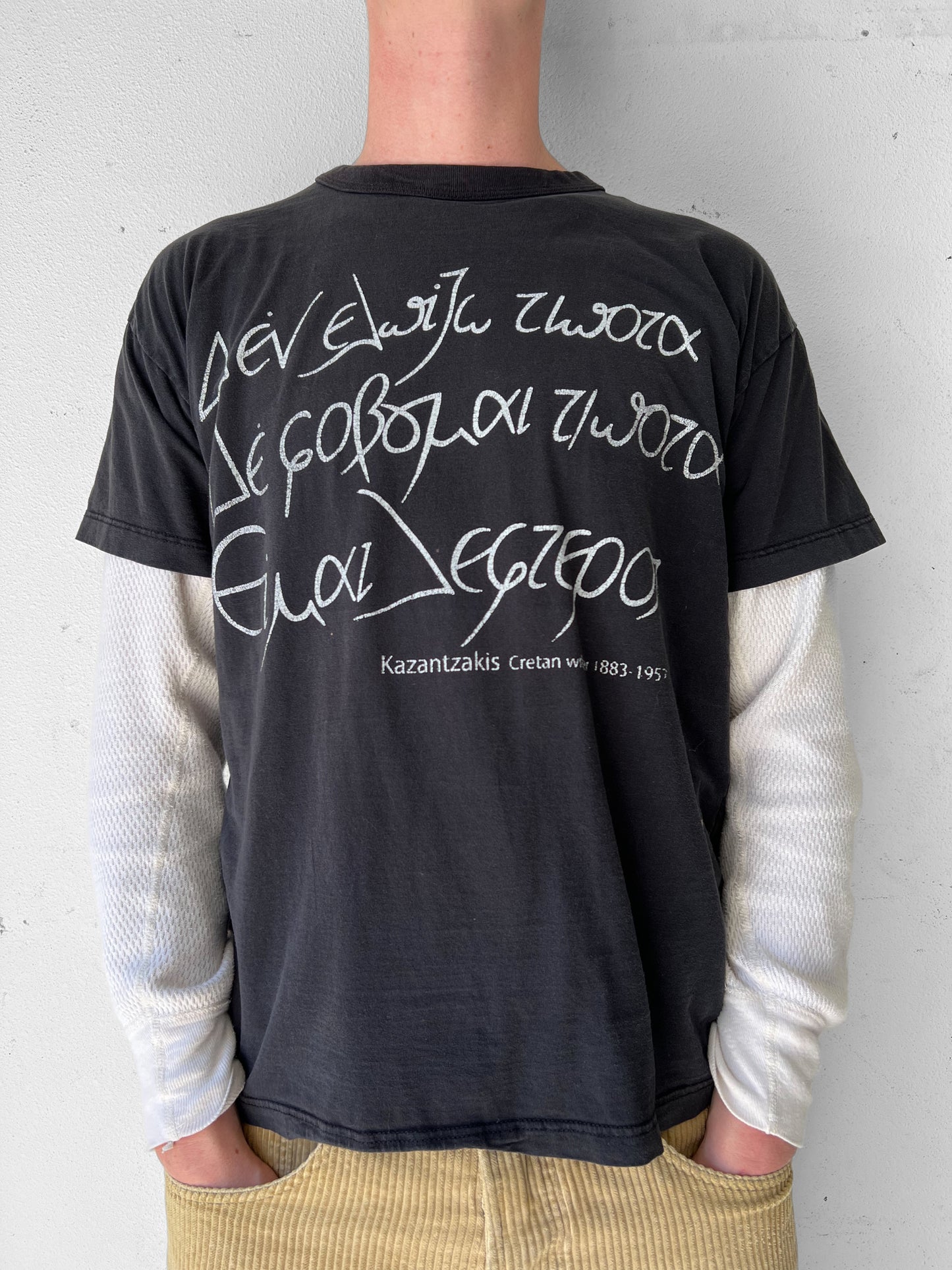 Nikos Kazantzakis Greek Author Script Shirt - M