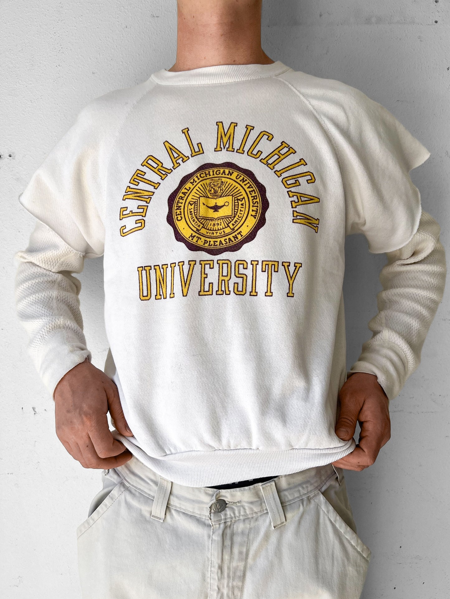 70's Central Michigan University Cutoff Crewneck Sweat - S