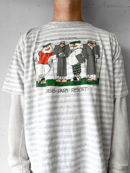 90’s Striped Comic Comedy Shirt - XL
