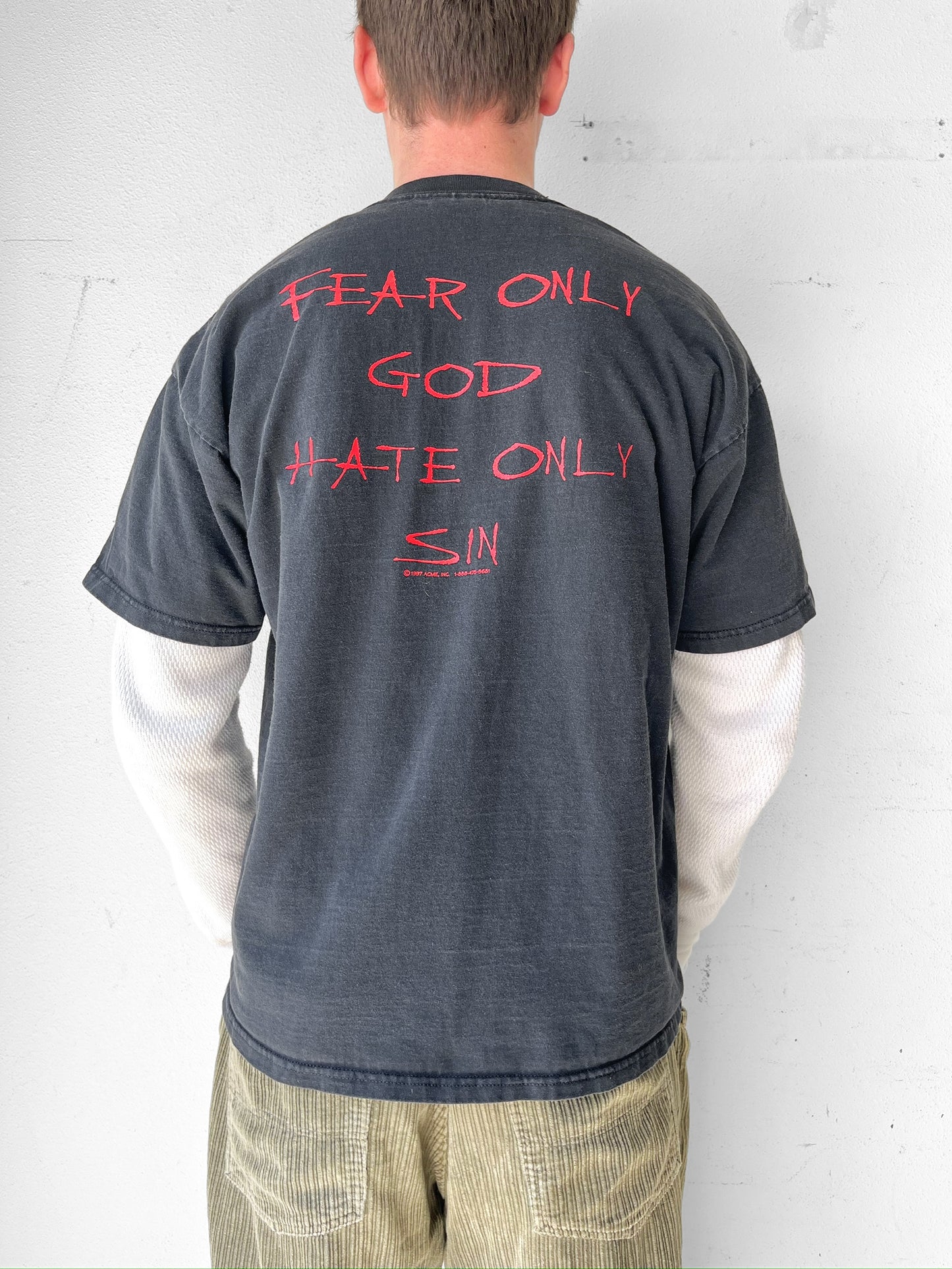 90’s Fear God, Hate Only Sin Script Shirt - XL